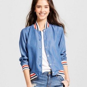 Mossimo Lightweight Chambray Bomber Style Jacket